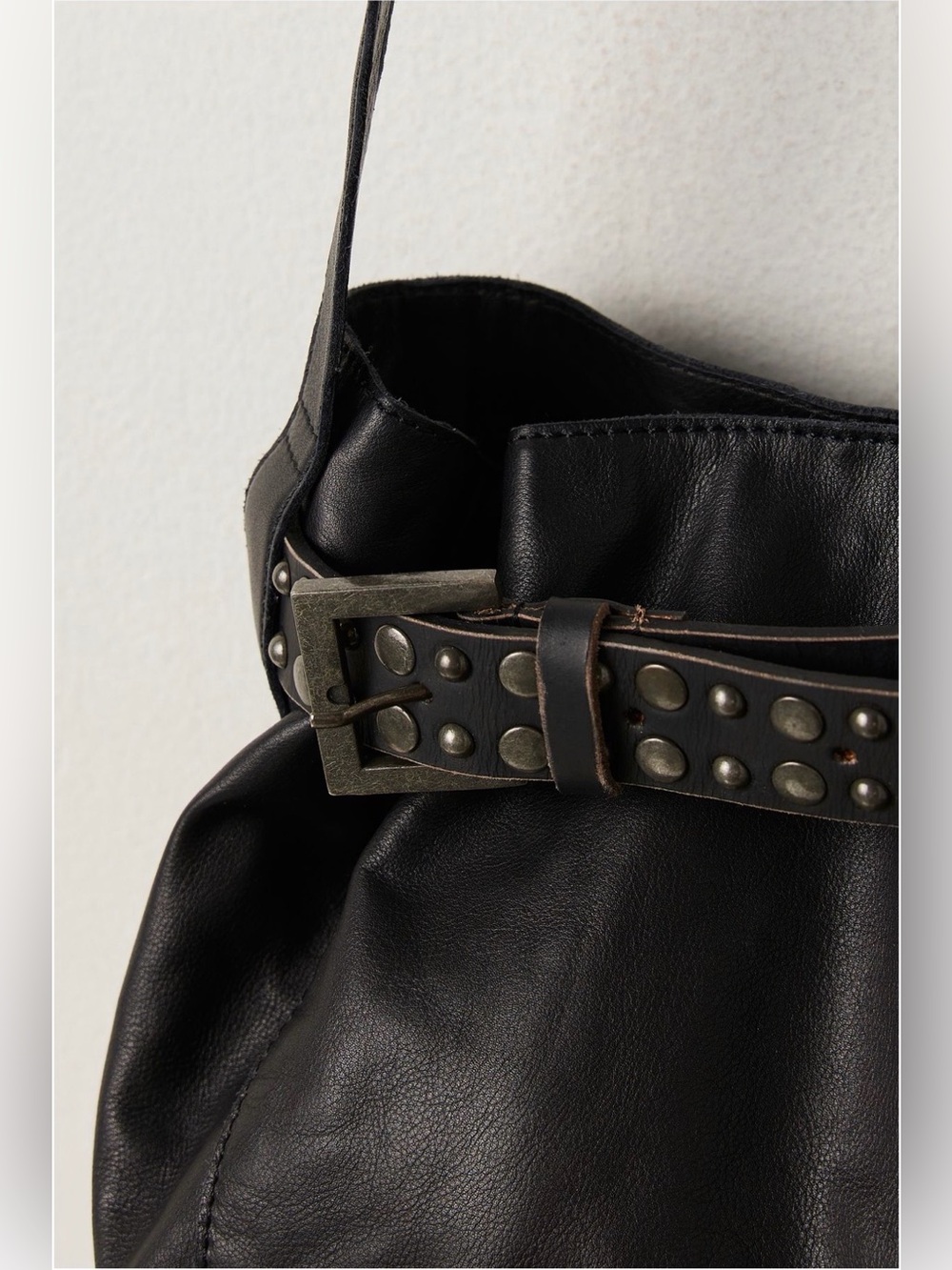BRAND NEW- Free People Black Studded Leather Shoulder Bag - Picture 4 of 16